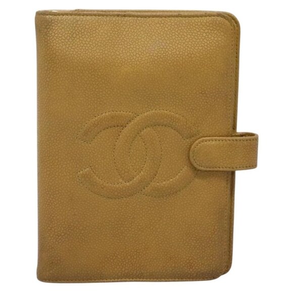 CHANEL COCO Mark Day Planner Cover Grained Calf Skin Beige Gold CC Auth BA4033 - Picture 2 of 16